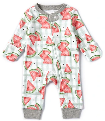 Burt's Bees Baby Newborn-9 Months Long Sleeve Watermelon Printed Coverall