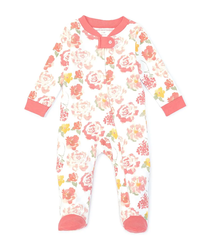 Burt's Bees Baby Girls Newborn-9 Months Rosy Spring Sleep & Play Footie Coverall