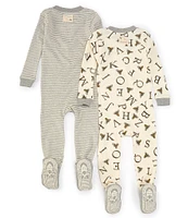 Burt's Bees Baby Newborn-24 Months Long-Sleeve Spelling Bee Print Footie Sleeper 2-Piece Set