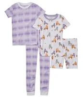 Burt's Bees Big Girls 6-12 Short Sleeve Roller Skate Pajama Top & Shorts Tie-Dye Pant Set