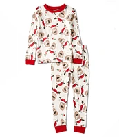 Burt's Bees Kids 2T-5T Long Sleeve Reindeer Christmas Pajama T-Shirt & Matching Pajama Pant Set