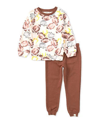 Burt's Bees Little Boys 2T-5T Long-Sleeve Football-Themed Sweatshirt & Solid Jogger Pant Set