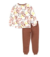 Burt's Bees Little Boys 2T-5T Long-Sleeve Football-Themed Sweatshirt & Solid Jogger Pant Set