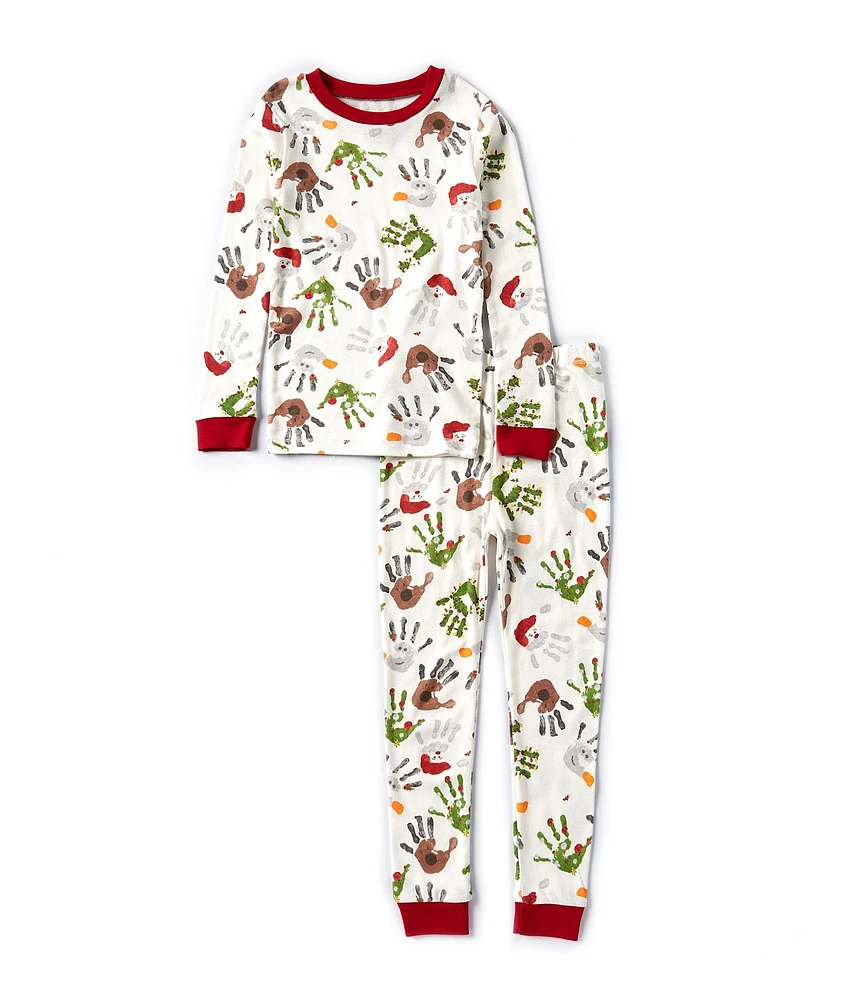 Burt's Bees Little Boys 2T-5T Long-Sleeve Holiday Hands Pajama T-Shirt & Matching Pajama Pant Set