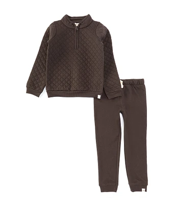 Burt's Bees Little Boys 2T-5T Long Sleeve Quilted Pullover Sweatshirt & Jogger Pant Set