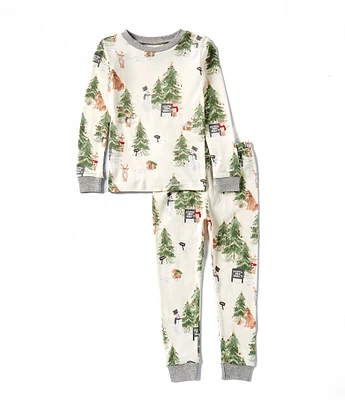 Burt's Bees Little Boys 2T-5T Long Sleeve Tree Farm Friends Pajama T-Shirt & Matching Pajama Pant Set