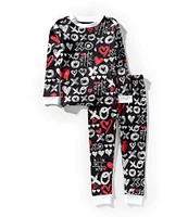 Burt's Bees Little Boys 2T-5T Long-Sleeve Valentine's Day Pajama Top & Matching Pajama Pant Set