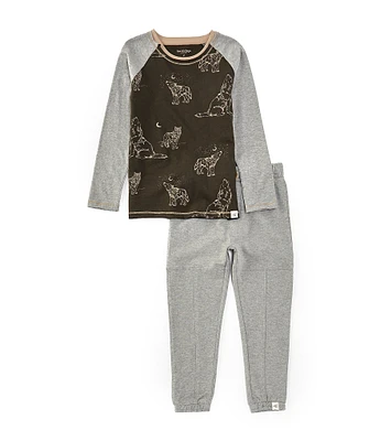 Burt's Bees Little Boys 2T-5T Raglan-Sleeve Desert Wolf Sweatshirt & Jogger Pant Set