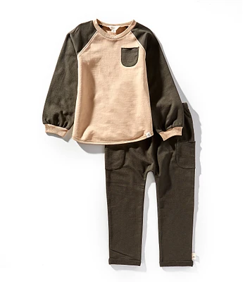 Burt's Bees Little Boys 2T-5T Raglan-Sleeve Patch-Pocket T-Shirt & Jogger Pants Set