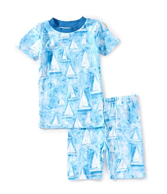 Burt's Bees Little Boys 2T-5T Short Sleeve Mediterranean Sailing Pajama T-Shirt & Shorts Set