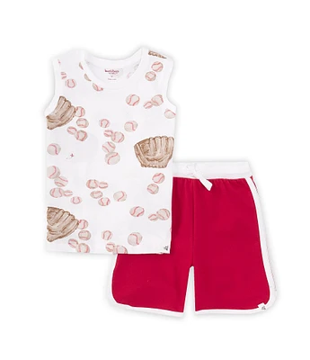 Burt's Bees Little Boys 2T-5T Sleeveless Baseball Print Tank Top And Shorts Set