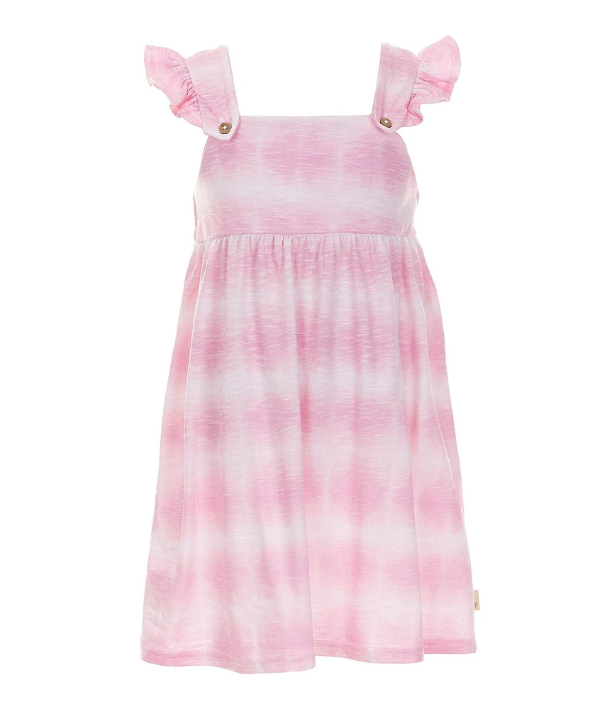 Burt's Bees Little Girls 2T-5T Flutter-Sleeve Wavy-Tie-Dye Dress