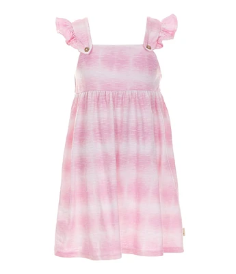 Burt's Bees Little Girls 2T-5T Flutter-Sleeve Wavy-Tie-Dye Dress