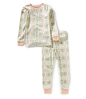 Burt's Bees Little Girls 2T-5T Long Sleeve Floral Tile Printed Top & Matching Pajama Set