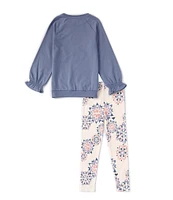 Burt's Bees Little Girls 2T-5T Long Sleeve Solid Top & Snowflake-Printed Leggings Set