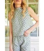 Buru Cropped Sleeveless Mock Neck Button Back Cropped Coordinating Boxy Top