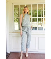 Buru Cropped Sleeveless Mock Neck Button Back Cropped Coordinating Boxy Top