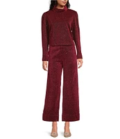 Buru Culotte Woven Metallic High Rise Wide Ankle Leg Pants