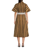 Buru Donna A-Line Striped Day Midi Dress