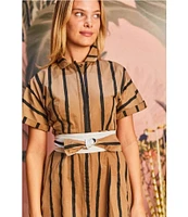 Buru Donna A-Line Striped Day Midi Dress