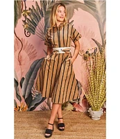 Buru Donna A-Line Striped Day Midi Dress