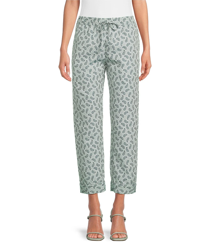 Buru Everyday High Rise Paisley Print Coordinating Ankle Pants