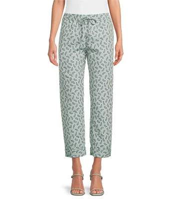 Buru Everyday High Rise Paisley Print Coordinating Ankle Pants