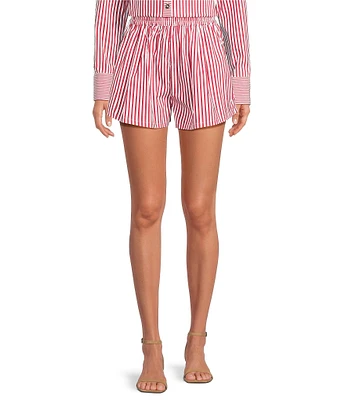 Buru Everyday Stripe Print Elastic Waistband Coordinating Shorts