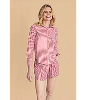 Buru Everyday Stripe Print Elastic Waistband Coordinating Shorts