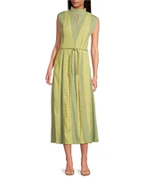 Buru Jester Mock Neckline Sleeveless A-Line Dress