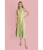 Buru Jester Mock Neckline Sleeveless A-Line Dress