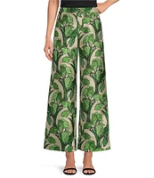 Buru Le Culotte Printed Brocade High Rise Cropped Wide Leg Pants