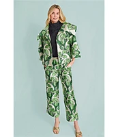 Buru Le Culotte Printed Brocade High Rise Cropped Wide Leg Pants