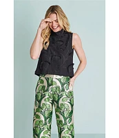 Buru Le Culotte Printed Brocade High Rise Cropped Wide Leg Pants