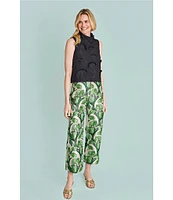 Buru Le Culotte Printed Brocade High Rise Cropped Wide Leg Pants