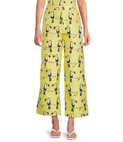 Buru Le Culotte Toucan Print Brocade High Rise Cropped Wide Leg Coordinating Pants