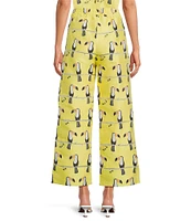 Buru Le Culotte Toucan Print Brocade High Rise Cropped Wide Leg Coordinating Pants
