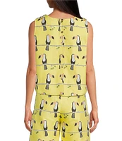 Buru Le V Mod Toucan Print V-Neckline Sleeveless Coordinating Top