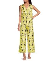 Buru Le V Mod Toucan Print V-Neckline Sleeveless Coordinating Top