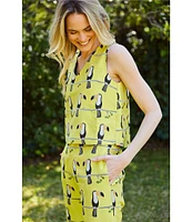 Buru Le V Mod Toucan Print V-Neckline Sleeveless Coordinating Top