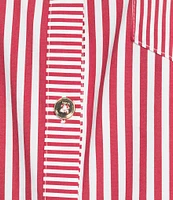 Buru Mel Stripe Print Mixed Button Down Long Sleeve Coordinating Shirt