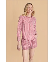 Buru Mel Stripe Print Mixed Button Down Long Sleeve Coordinating Shirt