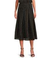 Buru Party Polka Dot Textured Pull-On Pocketed A-Line Coordinating Midi Skirt