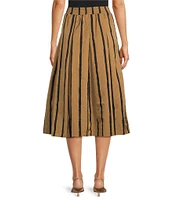 Buru Party Stripe Pull-On Pocketed A-Line Coordinating Midi Skirt