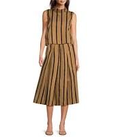 Buru Party Stripe Pull-On Pocketed A-Line Coordinating Midi Skirt