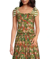 Buru Pillar Floral Print Square Neck Sleeveless Box Crop Coordinating Top
