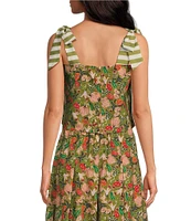 Buru Pillar Floral Print Square Neck Sleeveless Box Crop Coordinating Top