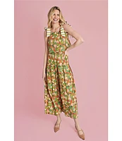 Buru Pillar Floral Print Square Neck Sleeveless Box Crop Coordinating Top