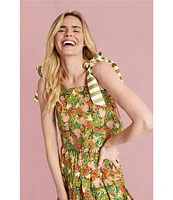 Buru Pillar Floral Print Square Neck Sleeveless Box Crop Coordinating Top