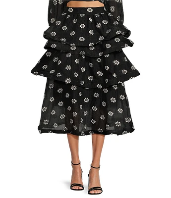 Buru Teagan Tiered Floral Coordinating Midi Skirt